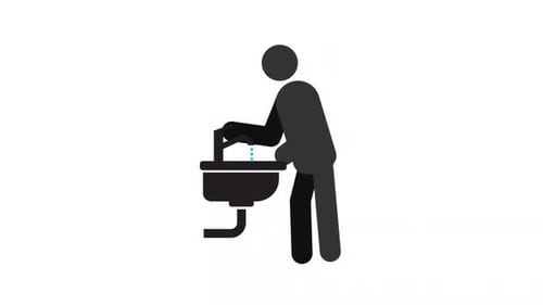 Animated Stick Figure Washing Hands Icon
