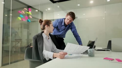Business woman, coaching and schedule planning in teamwork, brainstorming