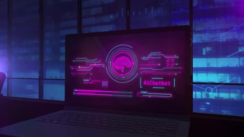 Крупный план экрана ноутбука с инфографикой об искусственном интеллекте