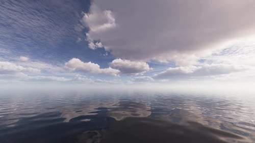 Time lapse of white clouds slowly pass by in the blue sky