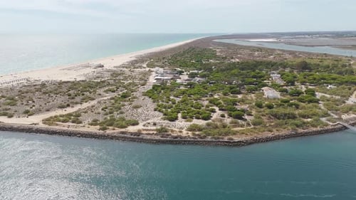 Beautiful Aerial of Tavira Island with Greenery and Coastline