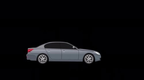Cartoon Sedan Car Driving Loop 4K Alpha