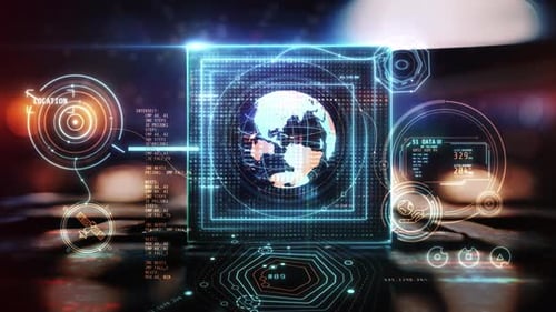 La inteligencia artificial procesa el flujo global de datos en un holograma futurista