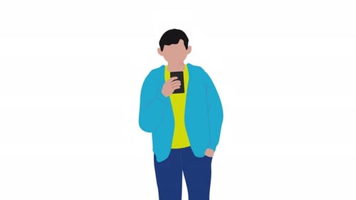 Flat Design Animation of Person Using a Smartphone