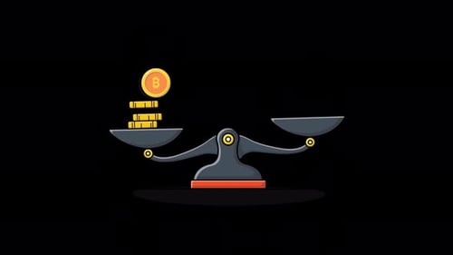 Bitcoin and Dollar Coin Balance Scale Animation