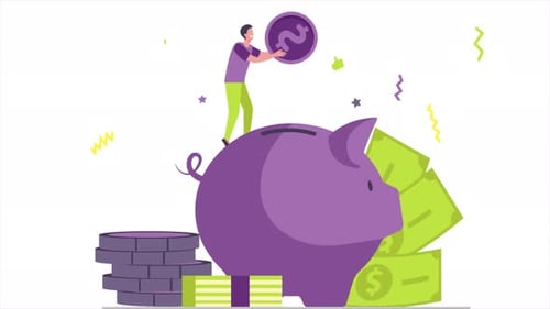 Male Person Saving Money in Piggy Bank 4K