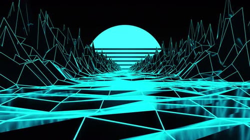 4K-Retro-Cyberpunk-Grid-Loop-Animation