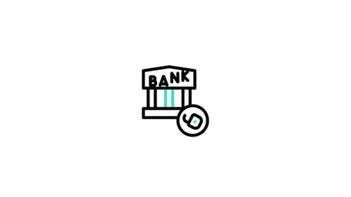 Minimalist Bank Icon with Financial Security and Growth Animation