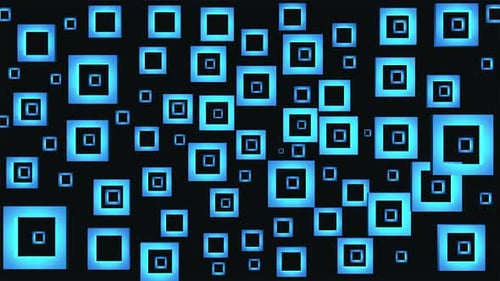Abstract Neon Blue Glowing Geometric Squares Background Loop