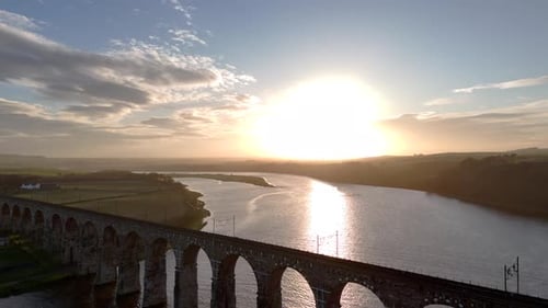 Aerial view of Royal Border Bridge, United Kingdom.