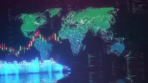 Stock Market Digital Map Background