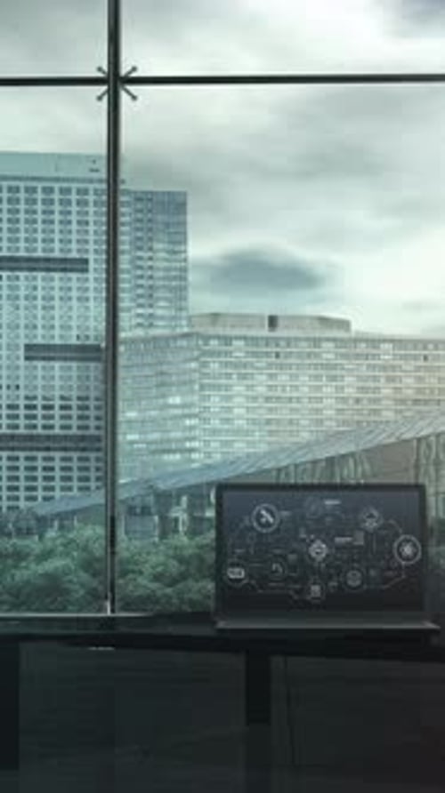 Outline of AI Concepts in Infographics with Office Background