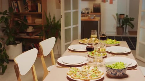 Table Set For an Indoor Dinner Party