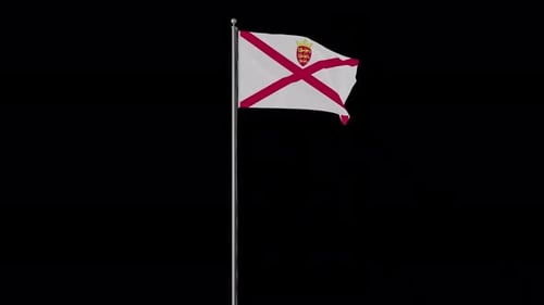 Jersey Flag Waving Seamlessly on Transparent Background