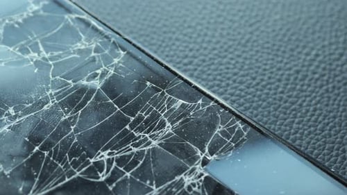 Top View of Broken Smart Phone on Color Background