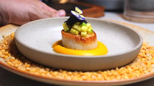 Close-up of Appetizer with Caviar, Diced Vegetables
