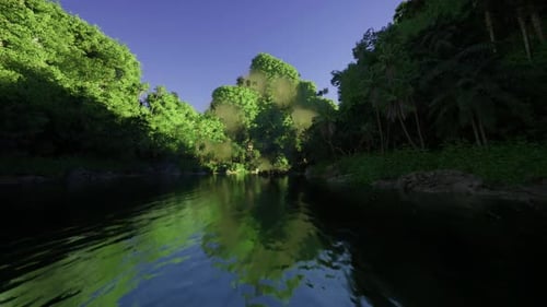 Aerial Perspective Showcasing Winding Stream Encircled By Dense Vegetation