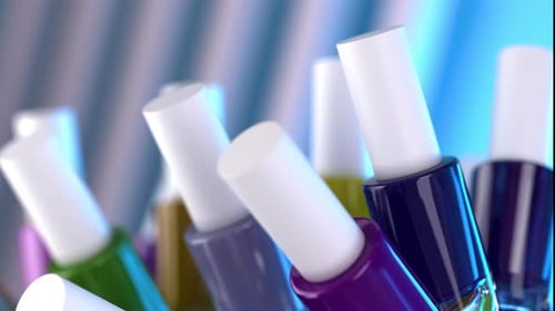 Colorful Nail Polish Bottles Rotating Beauty Display