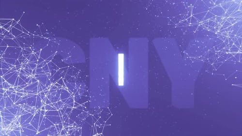 Glowing Yen Currency Symbol Digital Network Loop Animation