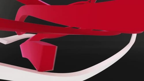 Abstract Fluid Red and White Ribbon Reveal