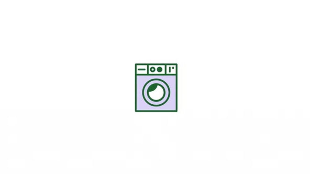 Washing Machine Icon with Rotating Drum in Flat Design, Elements Motion ...