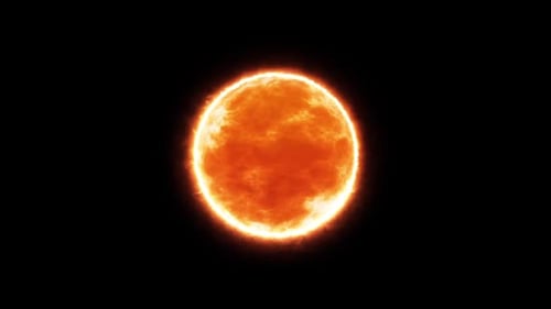 Feuriger oranger Stern Himmelskörper Weltraum Universum Kosmos Galaxie Brennendes helles Licht Energie Plasma Sol