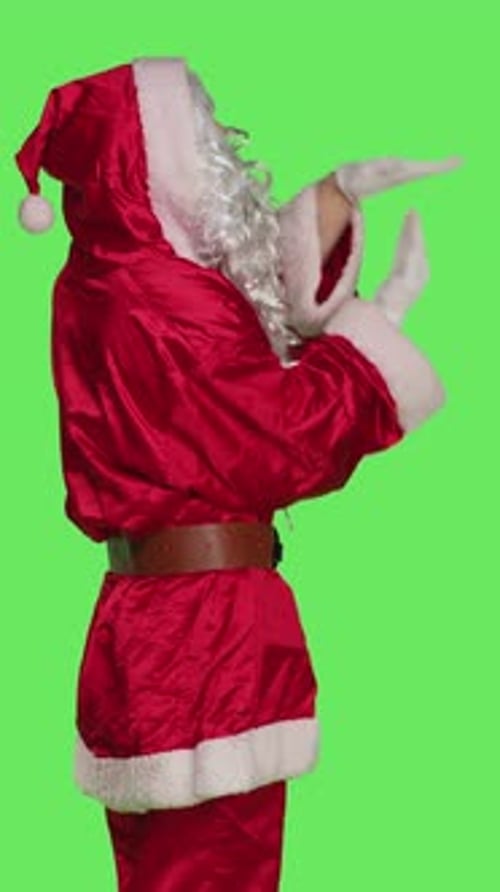 Vertical Video Profile of Father Christmas Character Does Timeout Sign