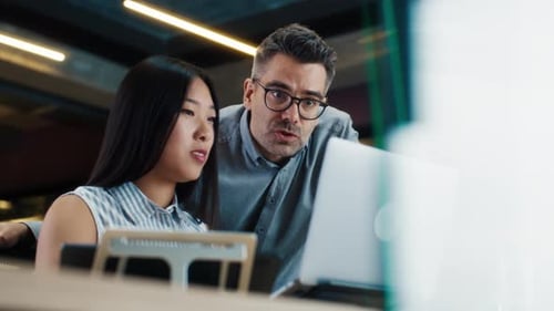 Female Office Worker Consulting with Supervisor
