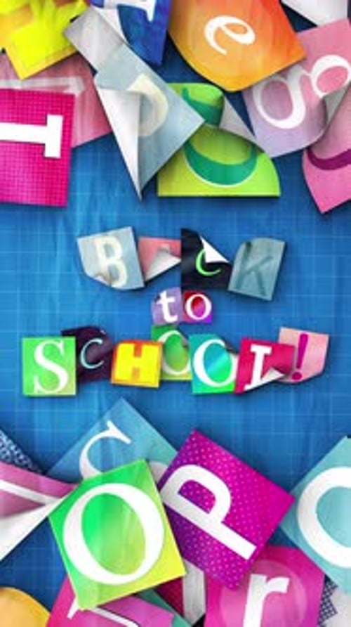 Magazine Letters Vertical Back To School Caption