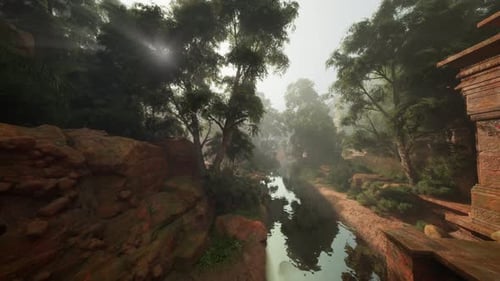 Calm Environment Featuring Archaeological Site and Verdant Surroundings