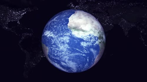 Rotating Planet Earth Globe in Deep Space Animation