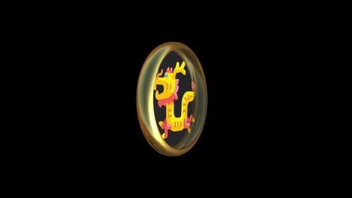 Golden Chinese Dragon Emblem 3D Rotation Animation