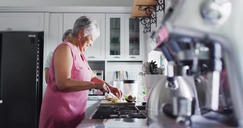 Senior Couple Preparing Healthy Smoothie in Kitchen
