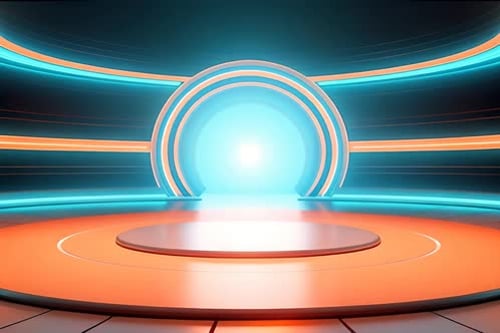 podium Futuristic showcase with platform for product displaying. Empty modern stage display
