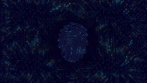 Futuristic Fingerprint Scan on Digital Circuit Board