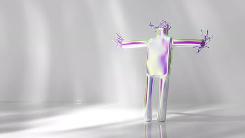 Abstract Iridescent Holographic Figure Dancing Loop Animation
