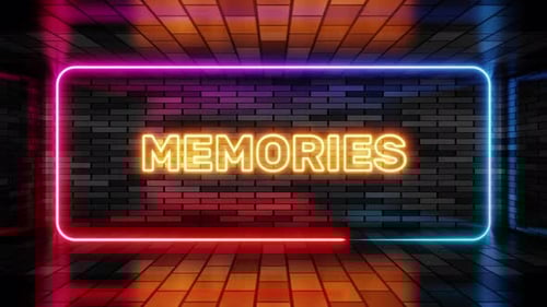 Vibrant Neon Sign with Memories Text Display