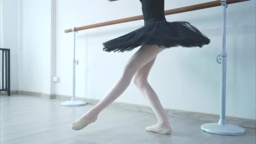 Ballerina Practicing Ballet at the Bar