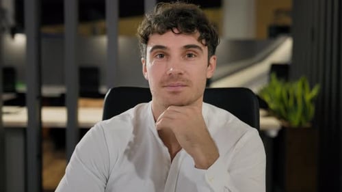 Headshot Corporate Business Male Portrait Office Worker Guy Happy Positive Caucasian Man Looking