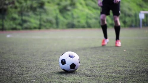 Sport, Football and People - Sucker Player Playing with Ball on Field Activity