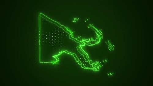 Glowing Green Digital Map Outline Neon Technology Animation