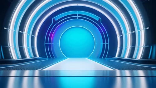 Podium Futuristische Vitrine mit Plattform für Produktausstellungen. Leeres modernes Bühnendisplay