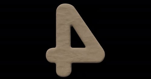 3D Number 4 360 Rotation Seamless Loop Alpha Channel