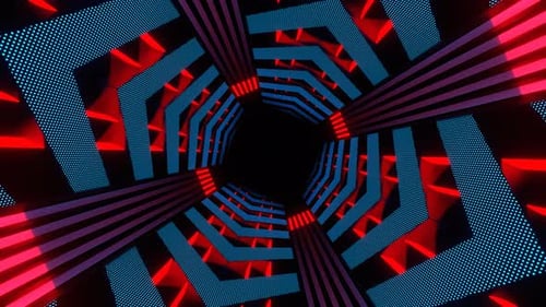 Blue And Red Neon Endless Arrow Tunnel Background Vj Loop In 4K