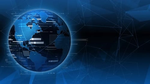 Rotating Digital Earth Globe with Global Network Connections