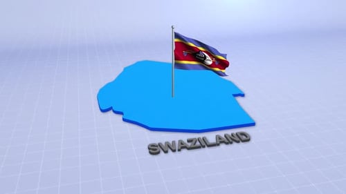 Swaziland Eswatini Map and Flag Modern 3D Animation