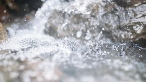 Pure Fresh Water Stream In Mountains Clean Water River Flowing