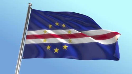 Cape Verde Flag Waving Animated Loop