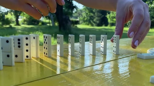 Setting domino pieces as analogy of balance life