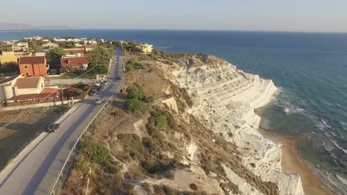 Aerial View of Scala dei Turchi , Agrigento Sicily on a sunny windy day